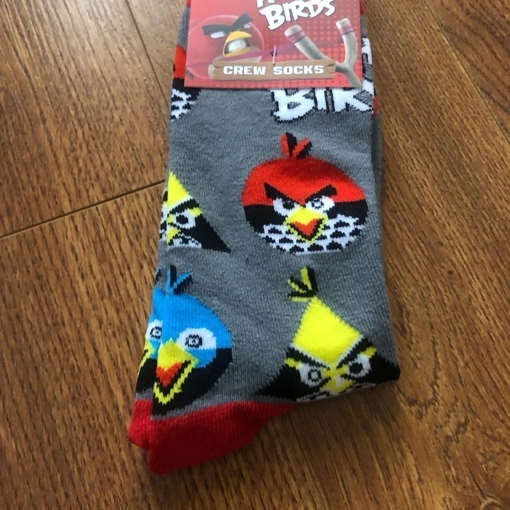 Angry Birds grey face print crew socks